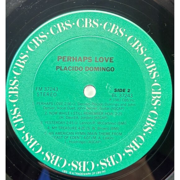 Placido Domingo with John Denver Perhaps Love Pop Vinyl LP in Shrink 1980s CBS - Picture 4 of 6